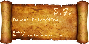 Dencsi Filoména névjegykártya